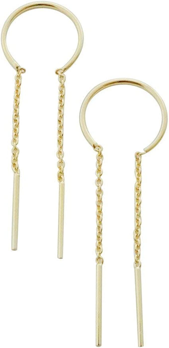 HONEYCAT Threader Drop Bar Chain Earrings in Gold, Rose Gold, or Silver | Minimalist, Delicate Je... | Amazon (US)