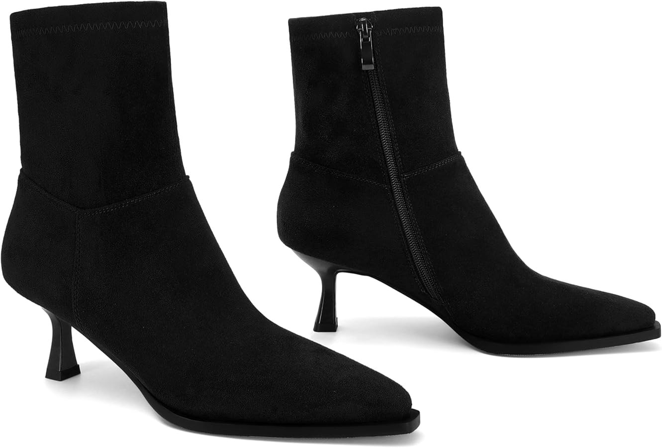 SOVANYOU Women's Dressy Ankle Boots Pointed Toe Kitten Heel Booties with Side Zipper Stylish Comf... | Amazon (US)