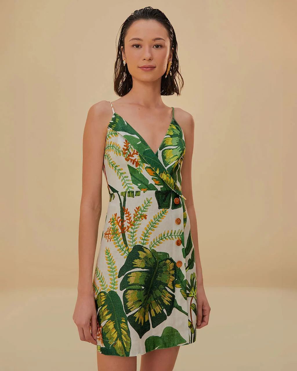 Tropical Forest Off-White Mini Dress | ban.do
