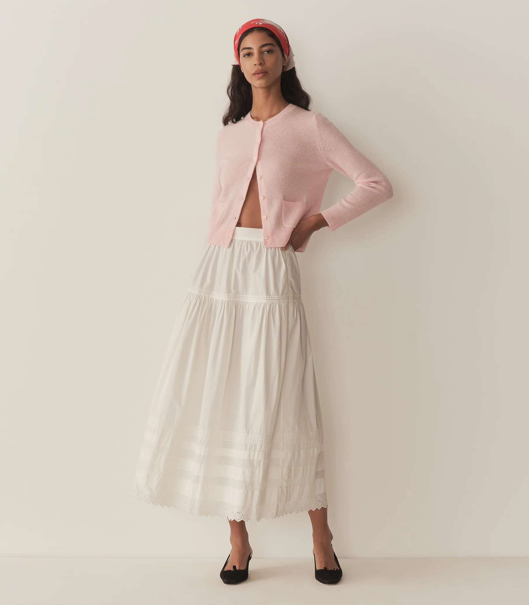 Freya Cashmere Cardigan - Rosewater | DÔEN | DOEN