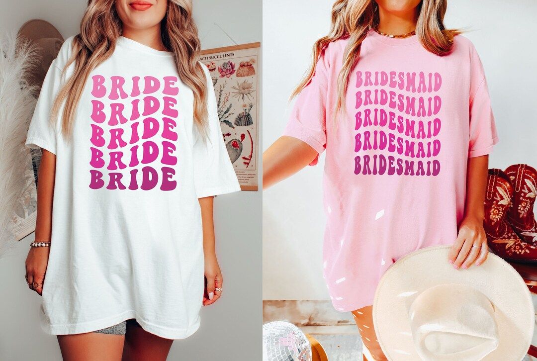 Retro Bride Shirt, Retro Bridesmaid Shirt, Comfort Colors, Bridal Party Shirt, Bachelorette Shirt... | Etsy (US)