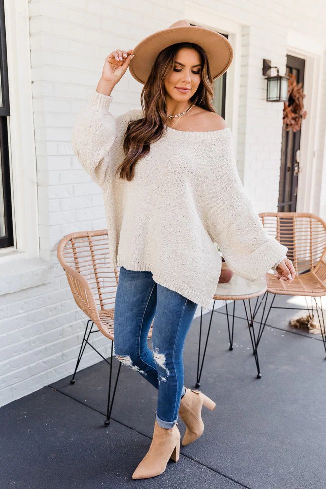 Good News Beige Sweater | The Pink Lily Boutique