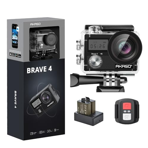 AKASO Brave 4 4K30fps 20MP WiFi Action Camera Ultra Hd with EIS 131ft Waterproof Camera Remote Co... | Amazon (US)