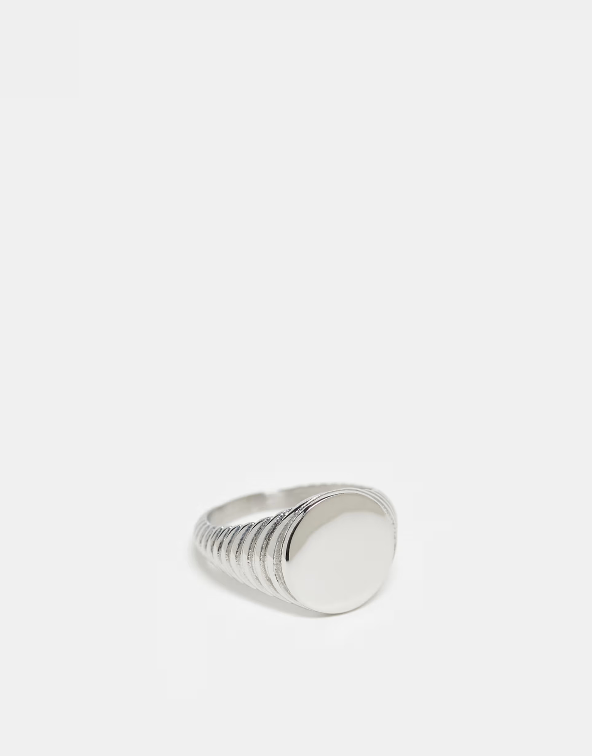 ASOS DESIGN waterproof stainless steel round signet ring with embossing in silver tone | ASOS (Global)