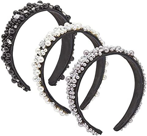 Pearl and Rhinestone Crystal Headbands for Women and Girls (3 Colors, 3 Pack) | Amazon (US)