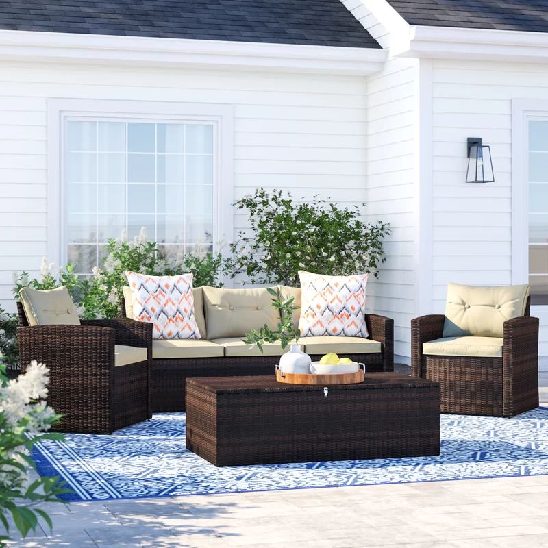 Arlington Wicker/Rattan 5 - Person Seating Group with Cushions | Wayfair North America