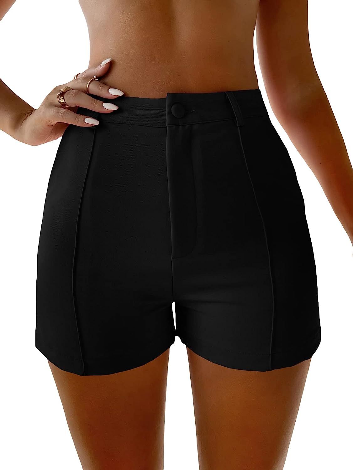 Floerns Women's Casual Solid High Waist Wide Leg Shorts with Pocket | Amazon (US)