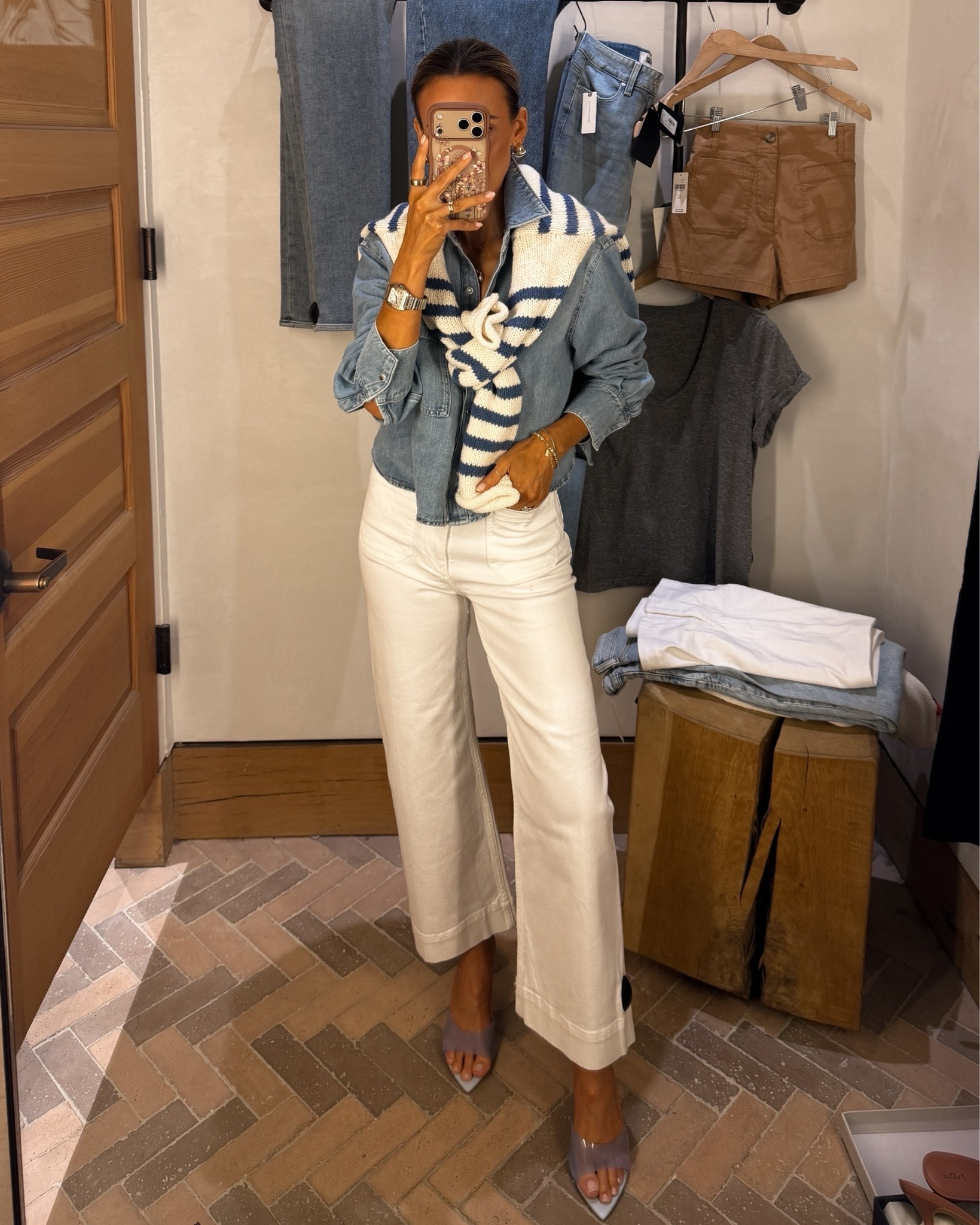 Anthro new purchases! Code KARINA20 for 20% off when you spend $100+ 
Stripped knit xs 
7 for all cropped denim shirt xs
The best Anthro jeans in white high waist cropped style size 26 
These heels are so fun for summer, I snagged the blue ones but think I need the pink too. Size down .5 size


#LTKSaleAlert #LTKootd #LTKSeasonal