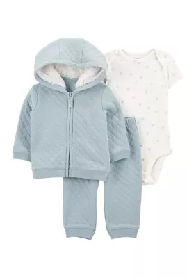 Carter's Baby Girls 3 Piece Quilted Jacket Set, Blue, Newborn | Belk