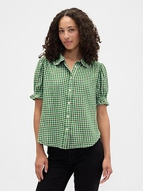 Relaxed Flannel Puff Sleeve Shirt | Gap Factory