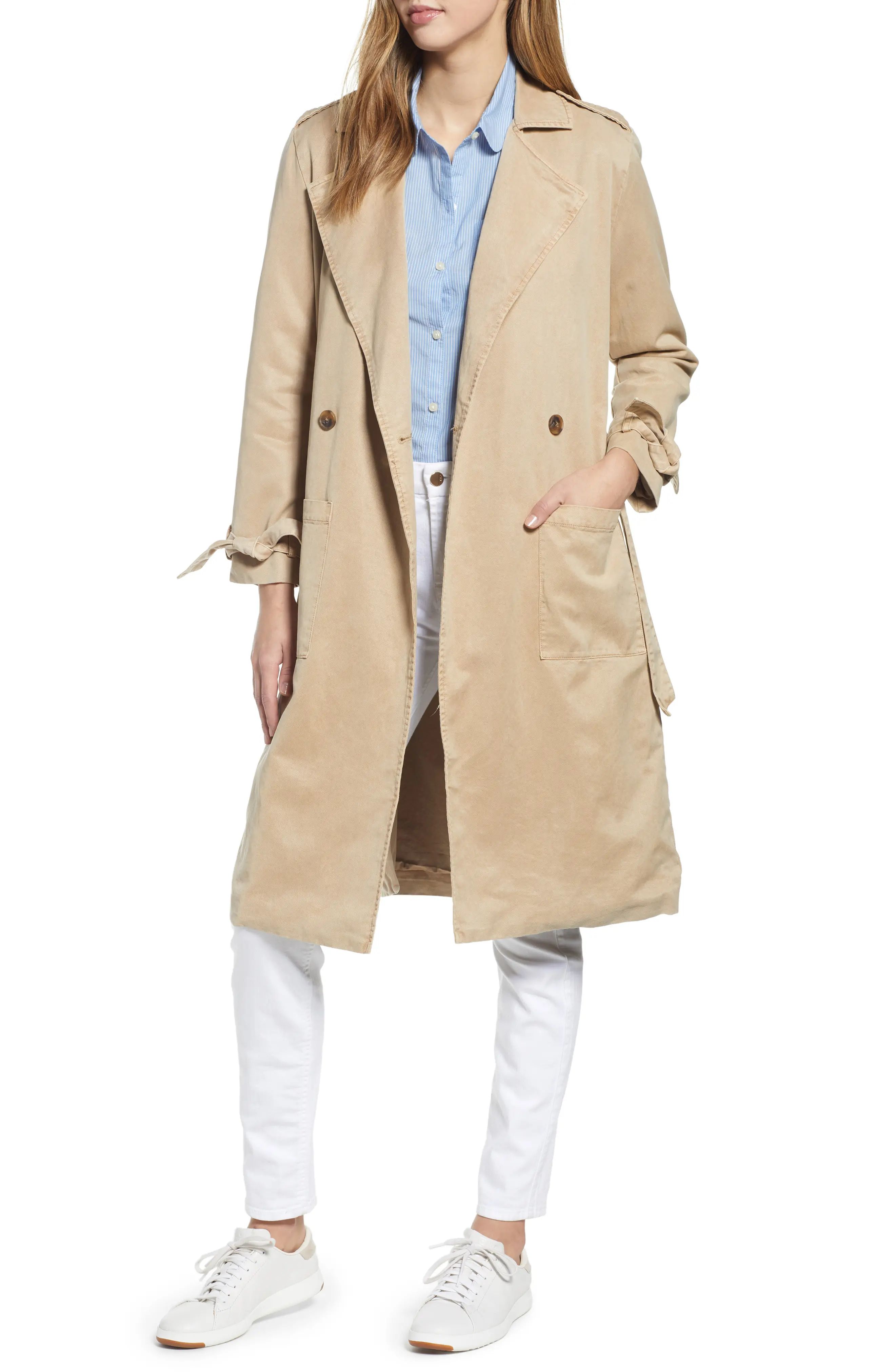 Lucky Brand Margo Soft Trench Coat, Size X-Small in Khaki at Nordstrom | Nordstrom