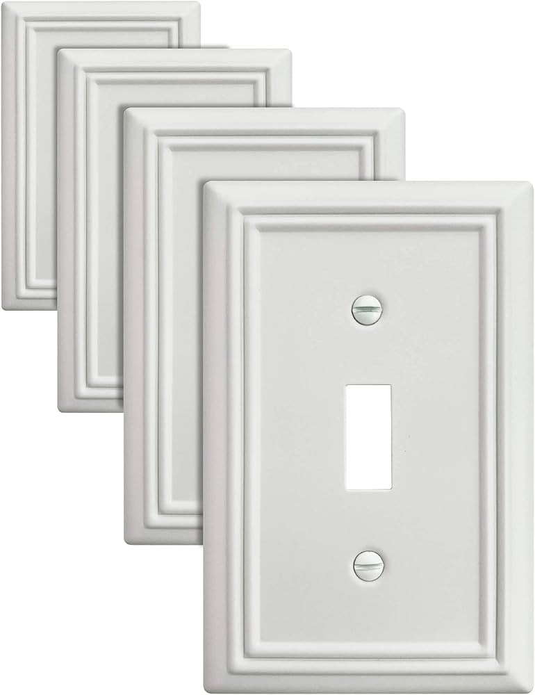 4-Pack Single Toggle Wall Plate, Metal Light Switch Cover, Decorative Off- White Switch Plate Cov... | Amazon (US)