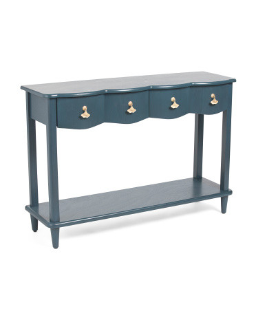 47.25x32 Two Drawer Scalloped Front Console Table With Lower Shelf | TJ Maxx