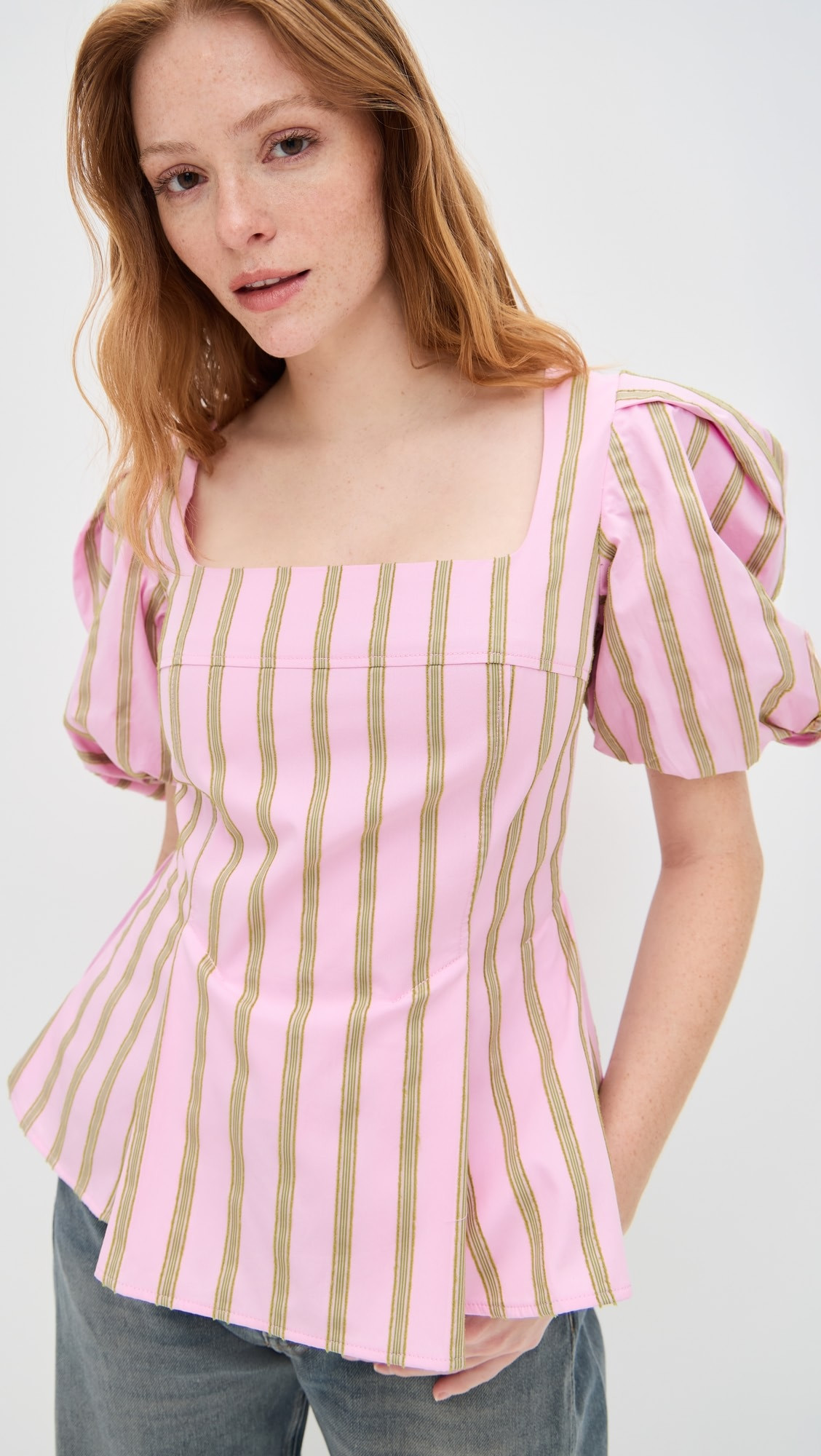 Soft Jacquard Weave Blouson Sleeve Top | Shopbop