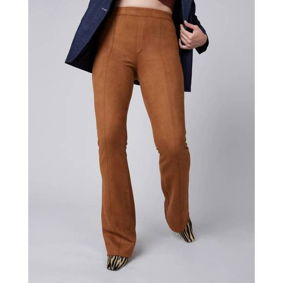NEW SPANX women's faux suede flare pant in rich caramel | Poshmark