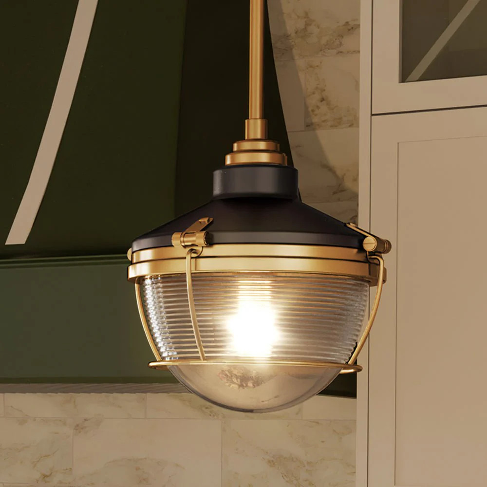 UEX2404 Lux Industrial Pendant 10''H x 10''W, Oil Rubbed Bronze & Satin Brass Finish, Glenview Co... | Urban Ambiance, Inc.