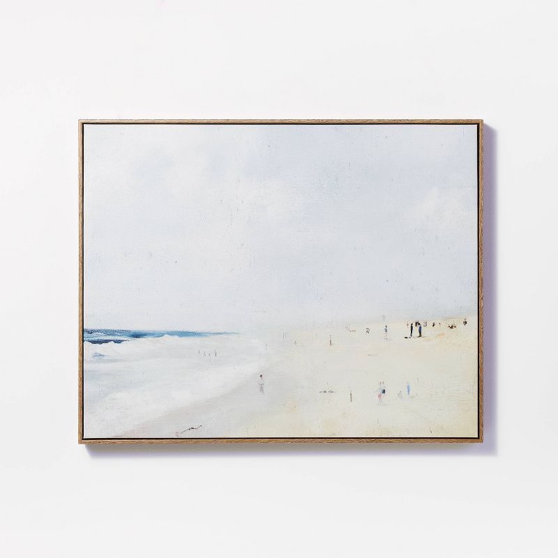 30&#34; x 24&#34; Painted Beach Embellished Framed Wall Canvas - Threshold&#8482; designed with S... | Target