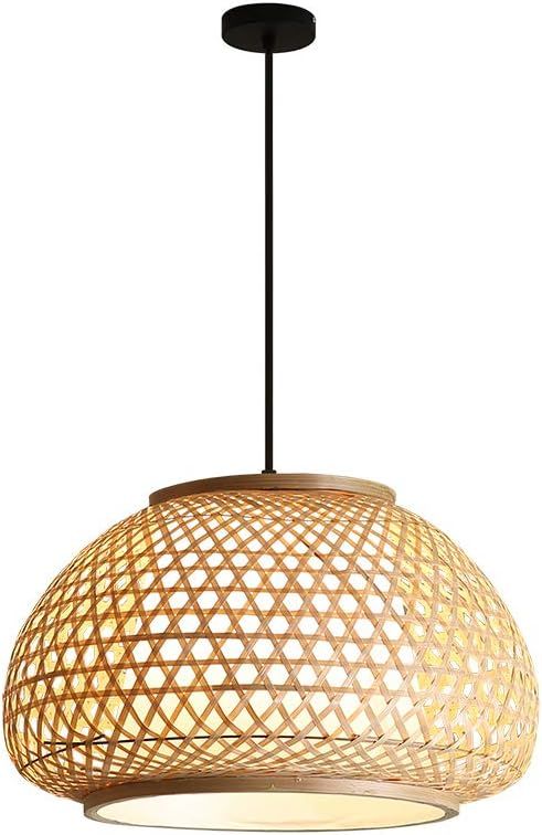 KWOKING Lighting Handmade Flush Mount Ceiling Light Retro Bamboo Dome Shade Pendant Light 1 Light... | Amazon (US)