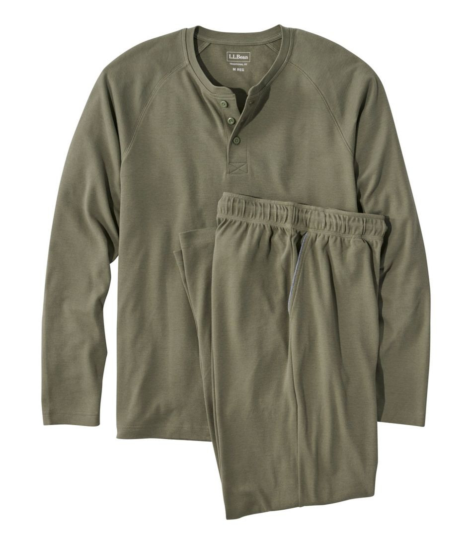 Men's Bean's Cotton Knit Pajamas, Henley PJ Set | L.L. Bean