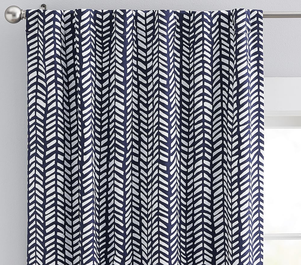 Broken Arrows Printed Blackout Curtain, 96"", Navy | Pottery Barn Kids