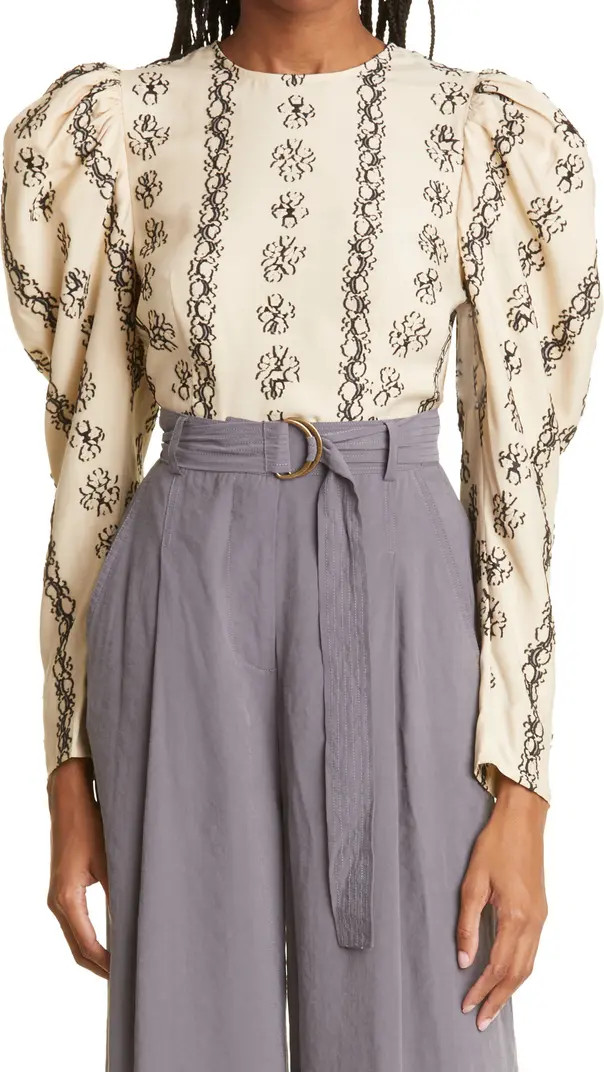 Layla Puff Sleeve Silk Blend Blouse | Nordstrom