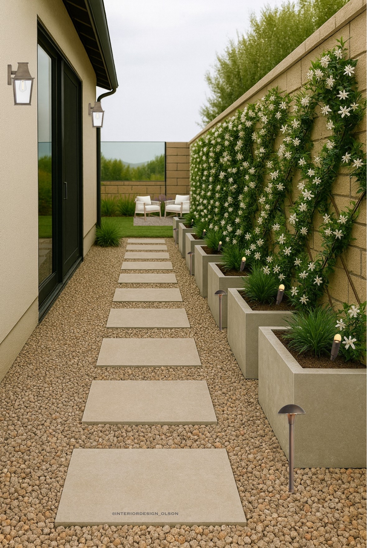 A side yard that works as hard as it looks  This space is designed to be both functional and beautiful. The perfect potty-break area for pets while still feeling like part of the backyard retreat. A gravel path with limestone step stones makes it easy to walk through, while tall planters with star jasmine climb the fence in a diamond pattern for that Mediterranean-inspired charm. Solar lighting ties it all together, making the side yard safe, inviting, and just as thoughtfully designed as the rest of the backyard. 

Shop the planters, lighting, and outdoor essentials I used to transform this side yard below.

#SideYardDesign #PetFriendlyBackyard #GravelPathIdeas #StarJasmineVines #MediterraneanBackyard #CaliforniaOutdoorLiving #BackyardInspo #OutdoorLightingIdeas #LTKOutdoor

#LTKHome