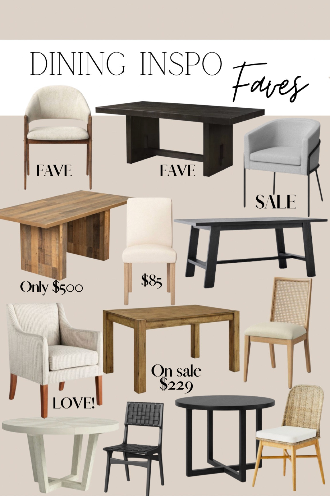 Favorite dining tables and dining chairs. Lots of budget friendly options. All can be modern or transitional home. Mix and match! Upholstered chairs are so nice and comfy at a dinning table. 

#LTKsalealert #LTKSale #LTKhome
