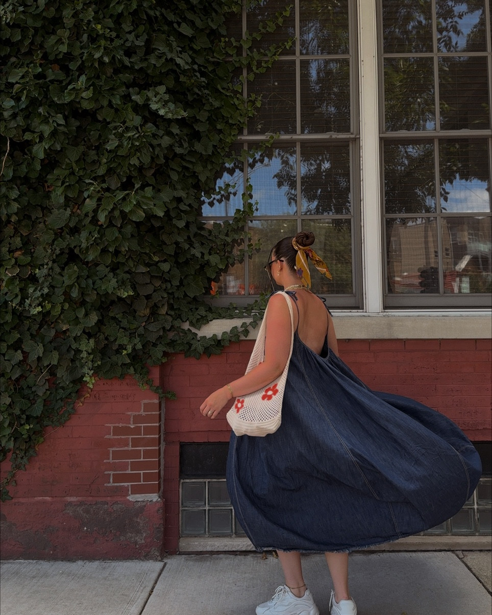 the denim dress of my dreams & the perfect look for a patio brunch 🥐☁️🌞🍽️🍾

#LTKMidsize #LTKStyleTip #LTKSummerSales