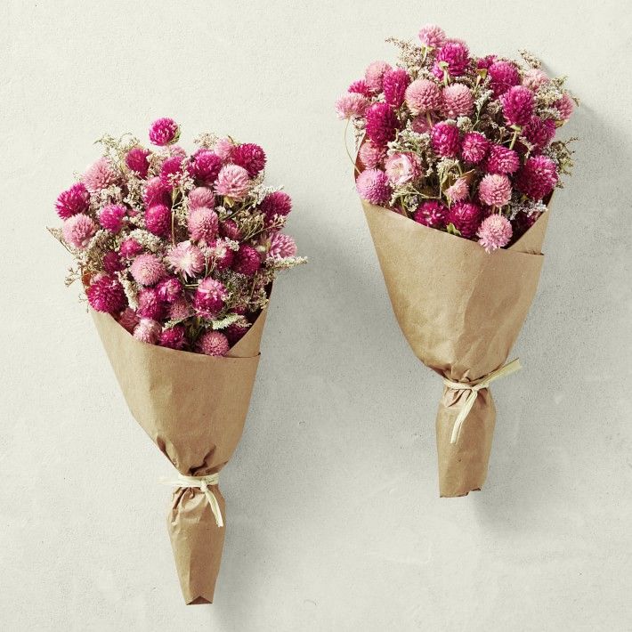 Dried Pink Strawflower Bouquet, Set of 2 | Williams-Sonoma
