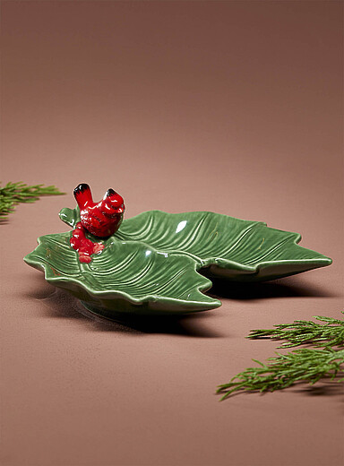 Cardinal and leaves plateChristmas Collection | Simons