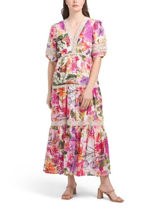 Floral Lace Voile Maxi Dress | TJ Maxx
