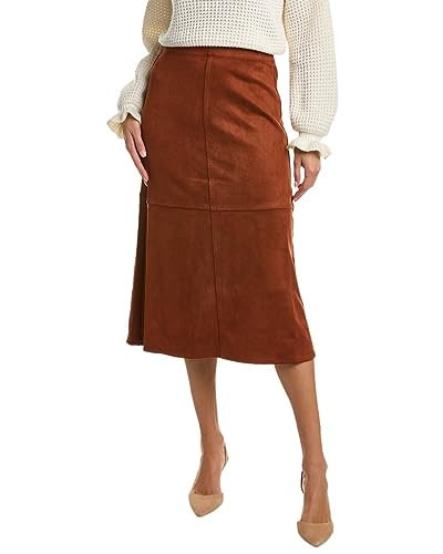 Max Studio Women's Faux Suede A-line Midi Skirt, Russet, Small | Amazon (US)