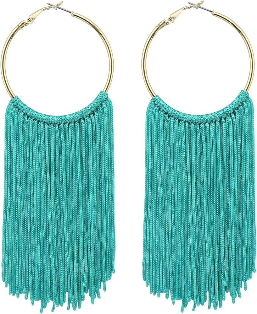 Coiris Hoop Statement Tassels Dangle Drop Earrings for Women | Amazon (US)