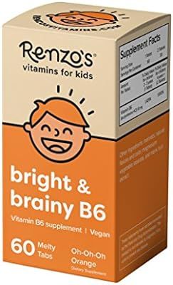 Renzo's Bright & Brainy B6, Dissolvable Vegan Vitamins for Kids, Zero Sugar, Oh-Oh-Oh Orange Flav... | Amazon (US)