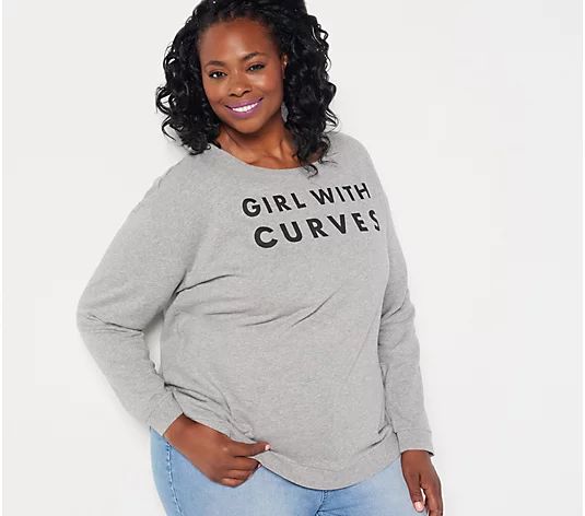 Girl With Curves French Terry Sweatshirt - QVC.com | QVC