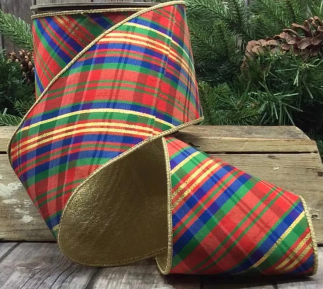 Yuletide Plaid D Stevens Wired Ribbon: 4 Inch Christmas Ribbon, 10 Yards - Etsy | Etsy (US)