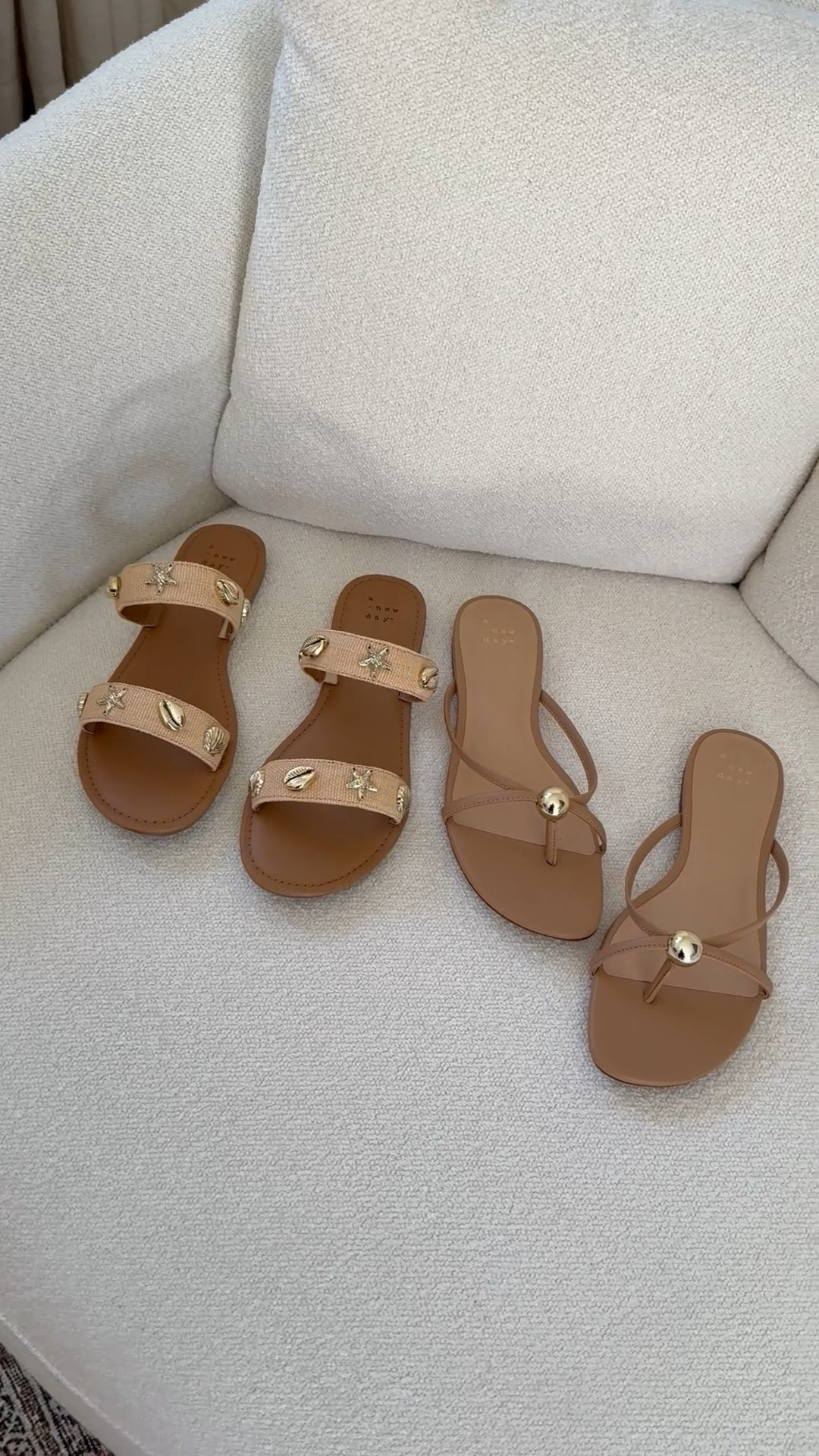 Target is having 40% off sandals! I got these 2 pairs because I fell in love and they’re perfect for vacay and all summer long with dresses, shorts and all the cute outfits 🌞 🐚 

#sandals #lookforless #save #splurge #target #targetfinds #targethaul #targetsale #targetstyle #targetmusthaves #targetfashion #summershoes #shells #raffia 

#LTKSaleAlert #LTKSeasonal #LTKShoeCrush