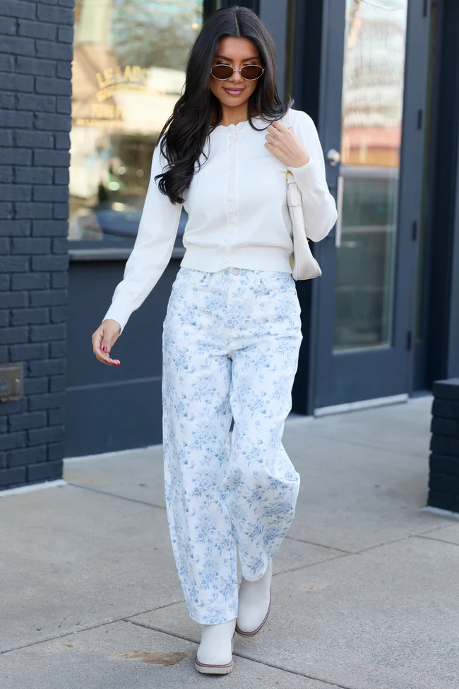 Lennon Floral Barrel Leg Jeans | Pink Lily