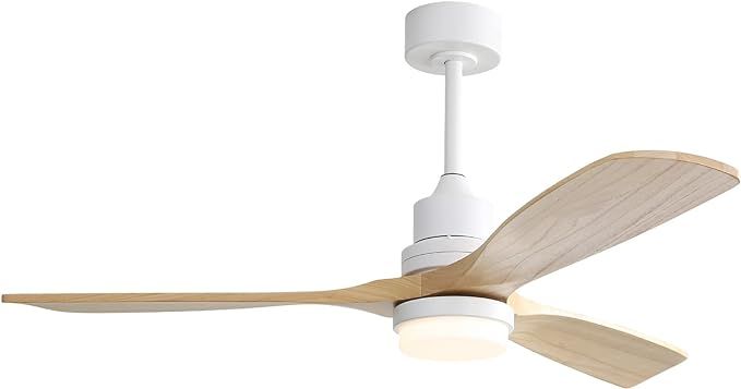 Sofucor 52 Inch Ceiling Fan with Lights Modern Wood Ceiling Fan Remote Control Dimmable LED Light... | Amazon (US)