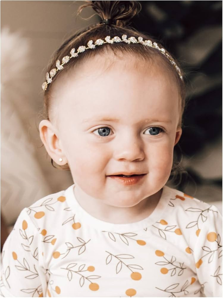 SWEETV Gold Baby Girl Headband Flower Girl Headpiece Princess Crystal Wedding Hair Accessories fo... | Amazon (US)