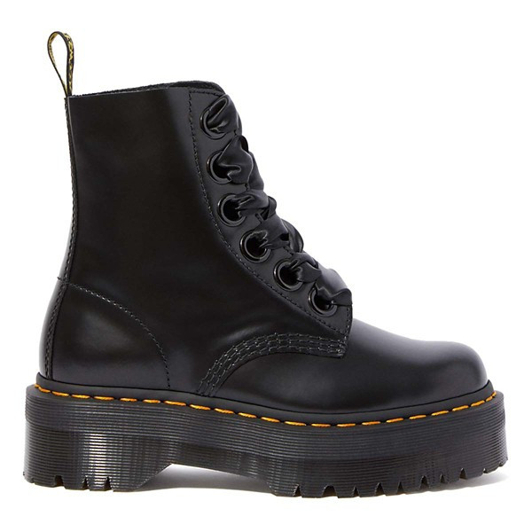 Women's Dr Martens Molly Leather Platform Boots 8 Black Buttero Leather | Scheels