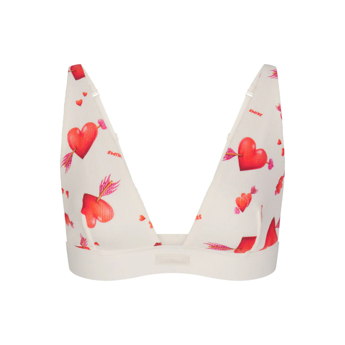 COTTON RIB PLUNGE BRALETTE | MARBLE HEART AND ARROW | SKIMS (US)