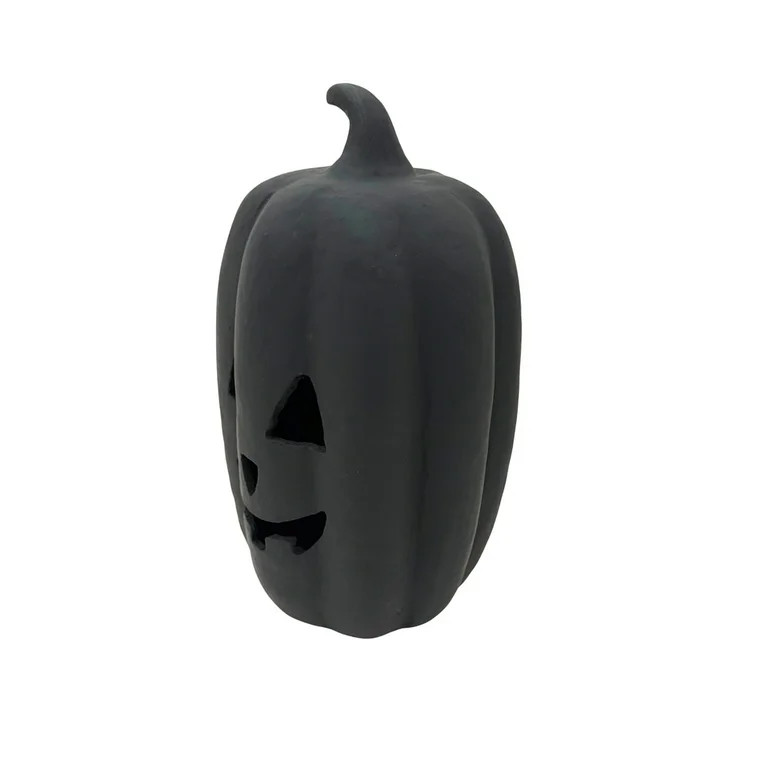 Paper Mache Jack-o'-Lantern Tabletop Decoration, Black, 12", Halloween by Way To Celebrate - Walm... | Walmart (US)