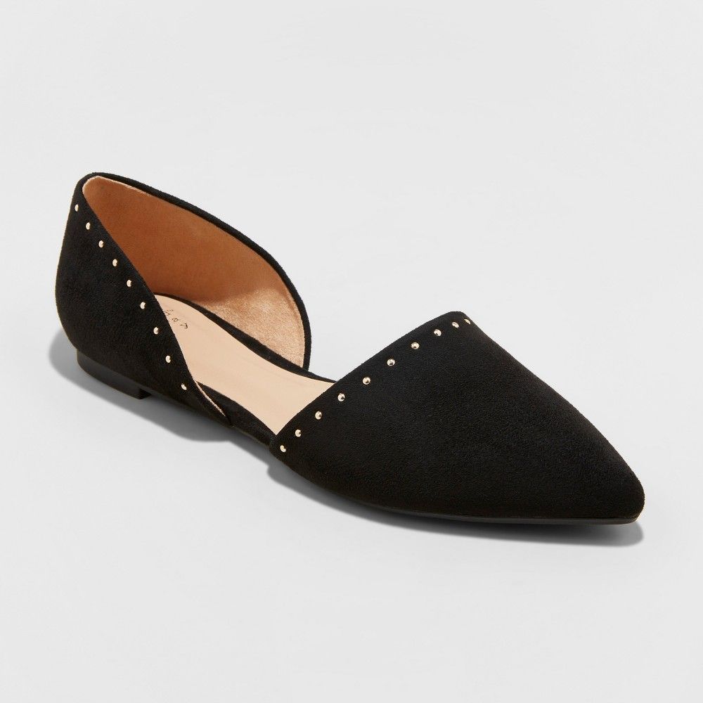 Women's Rebecca Pointed Two Piece Ballet Flats - A New Day Vintage Black 11 | Target