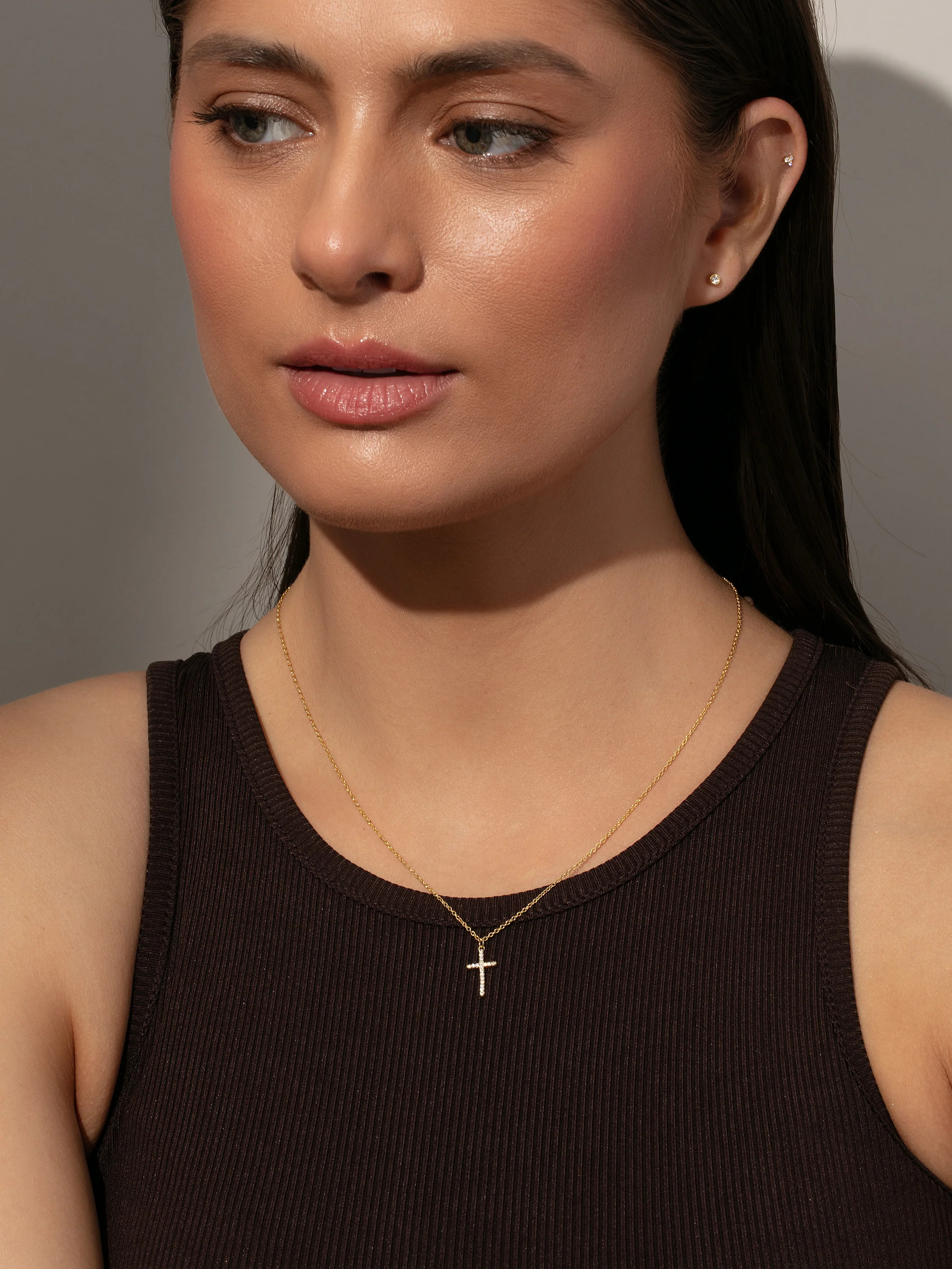 Pavé Cross Pendant and Dainty Chain Necklace in Gold | Uncommon James | Uncommon James