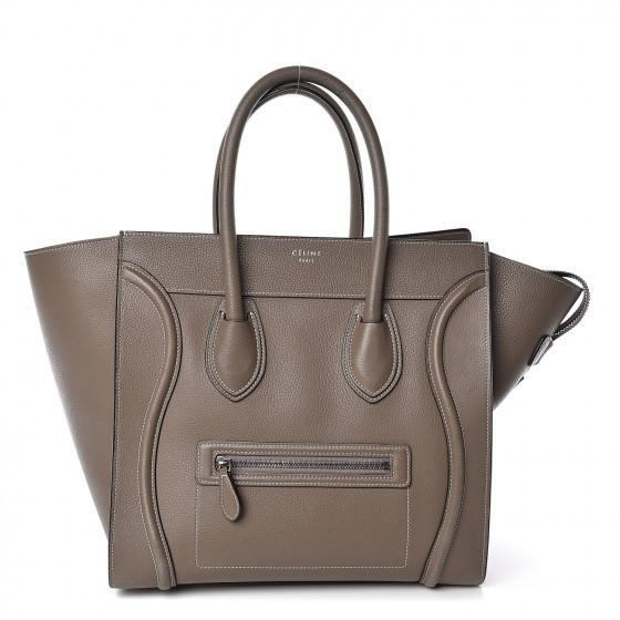 CELINE Drummed Calfskin Mini Luggage Souris | Fashionphile