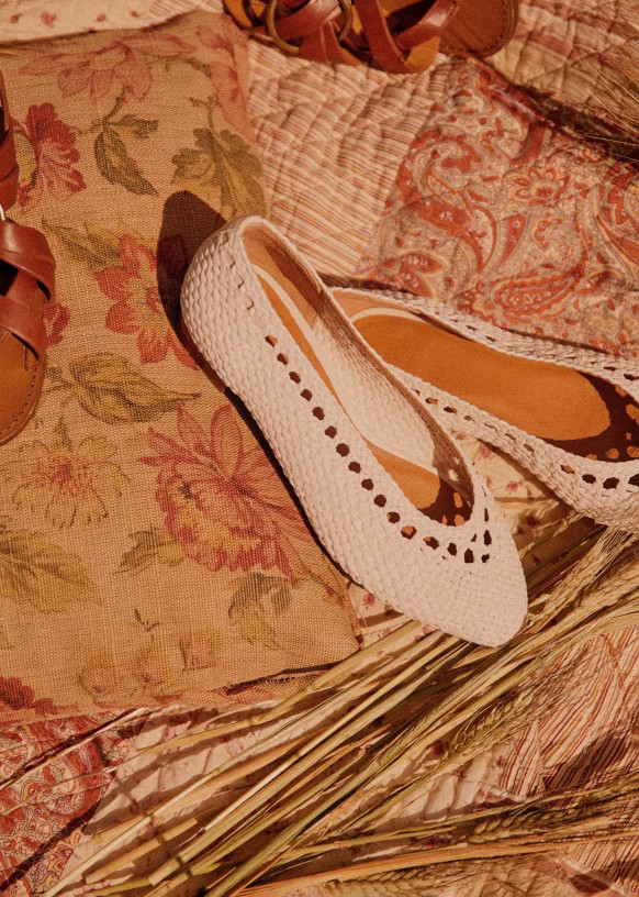 Low Anya Ballerinas - Raphia naturel tressé - Raffia - Sézane | Sezane Paris