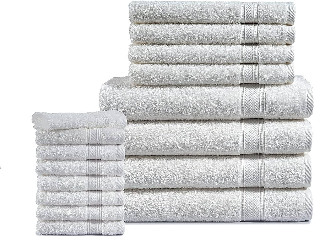 LANE LINEN 16 Piece Bath Towels Set - Luxury Bath Towels, 100% Cotton Towels for Bathroom, Highly... | Amazon (US)