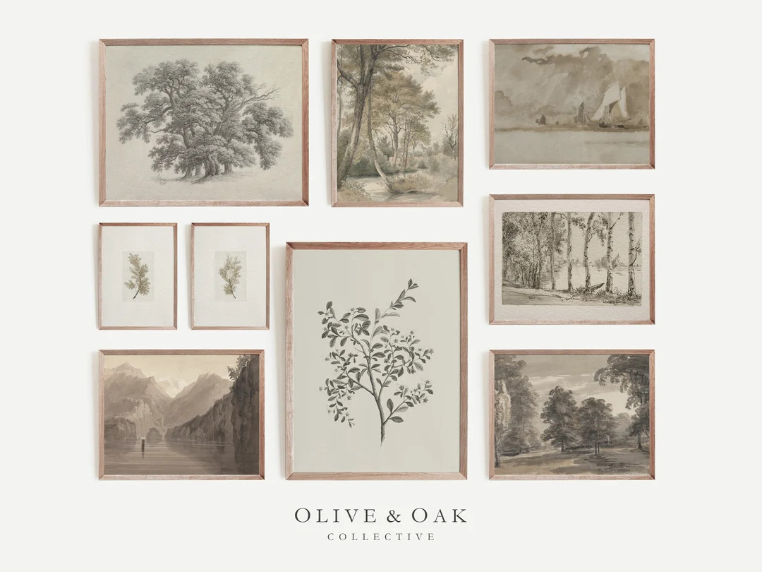 Neutral Gallery Wall Art / Set of 9 Art Prints / Downloadable Art Prints Set / Earth Tone Wall Ar... | Etsy (US)