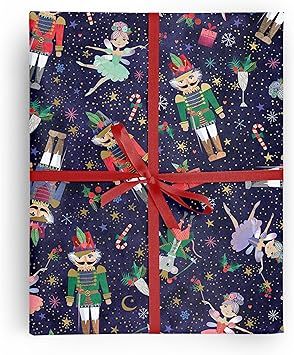 REVEL & Co Nutcracker Folded Christmas Wrapping Paper, 2 Feet x 10 Feet Folded Wrapping Paper wit... | Amazon (US)